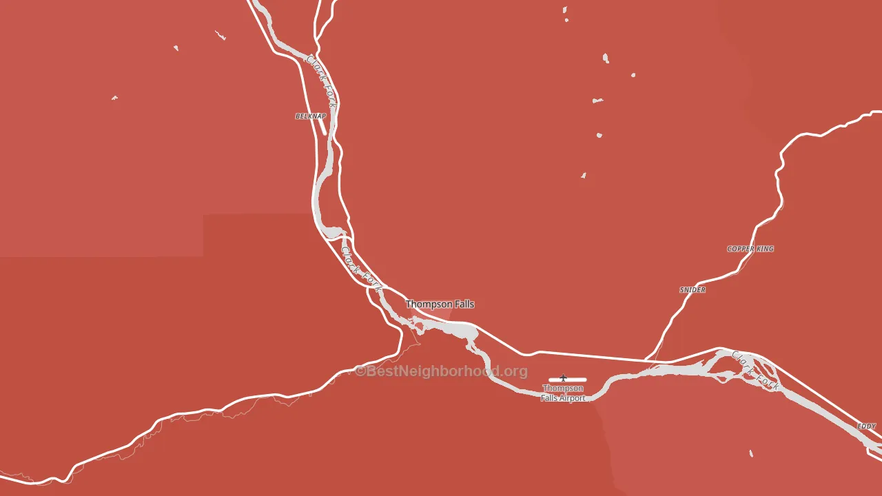 Thompson Falls, MT block-group political-lean map