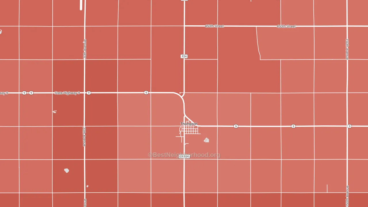 Thompson, IA block-group political-lean map