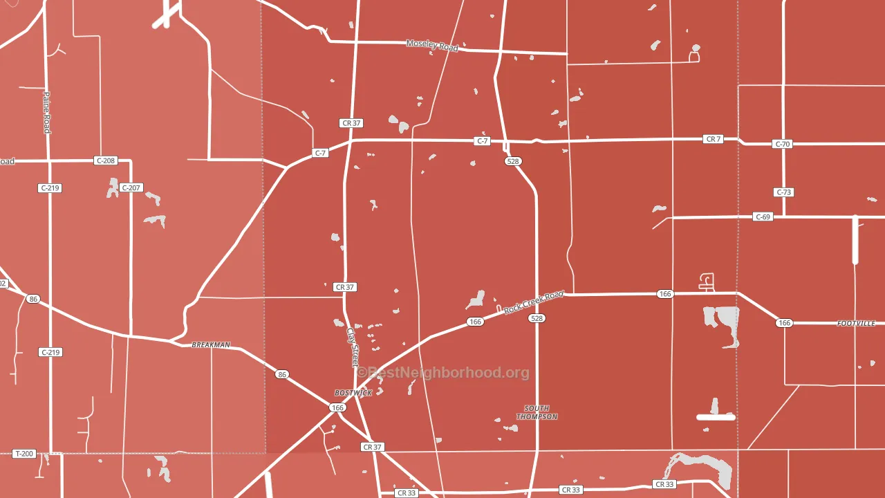 Thompson, OH block-group political-lean map