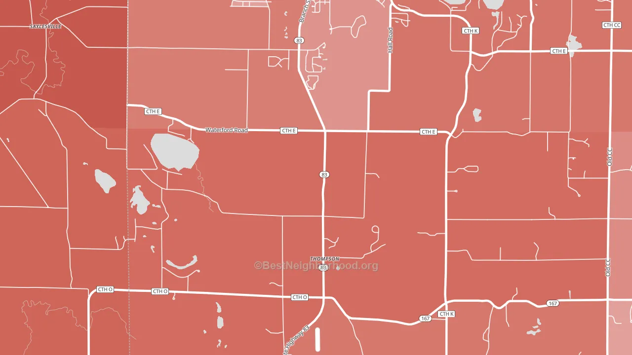 Thompson, WI block-group political-lean map