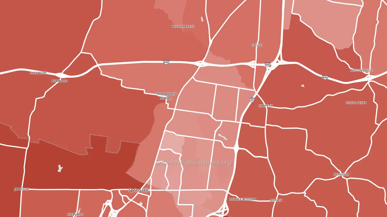 Thompsons Station, TN block-group political-lean map