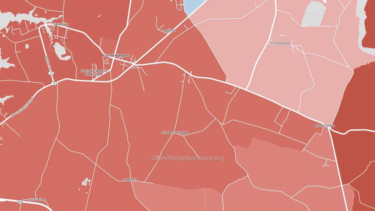 Thompsontown, MD block-group political-lean map