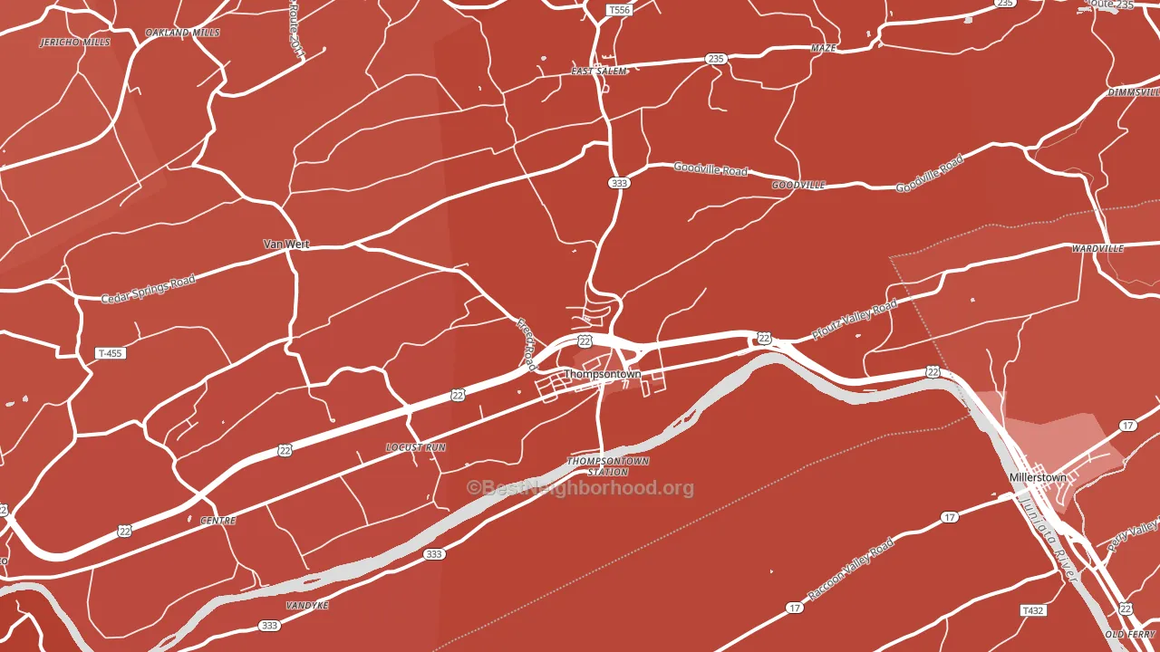 Thompsontown, PA block-group political-lean map