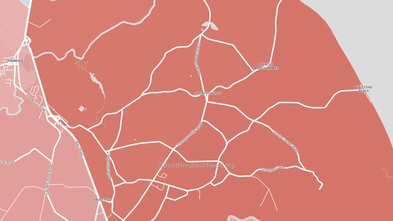 Thompsonville, DE block-group political-lean map
