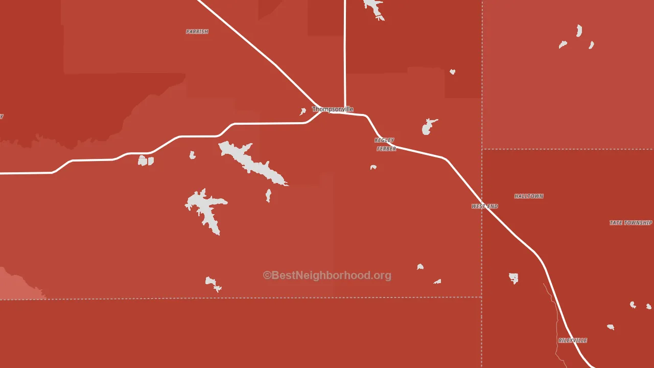 Thompsonville, IL block-group political-lean map