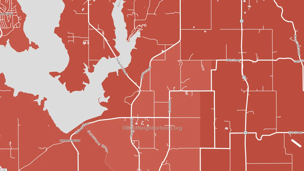 Thompsonville, KS block-group political-lean map