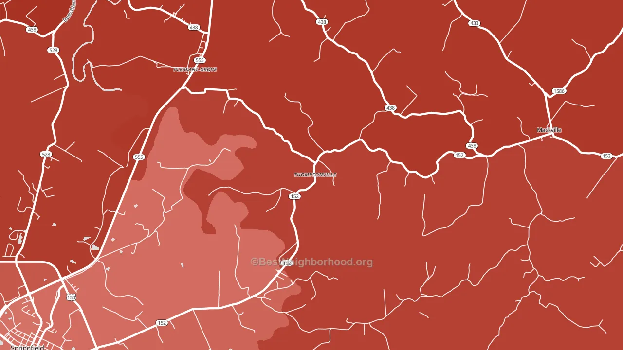 Thompsonville, KY block-group political-lean map