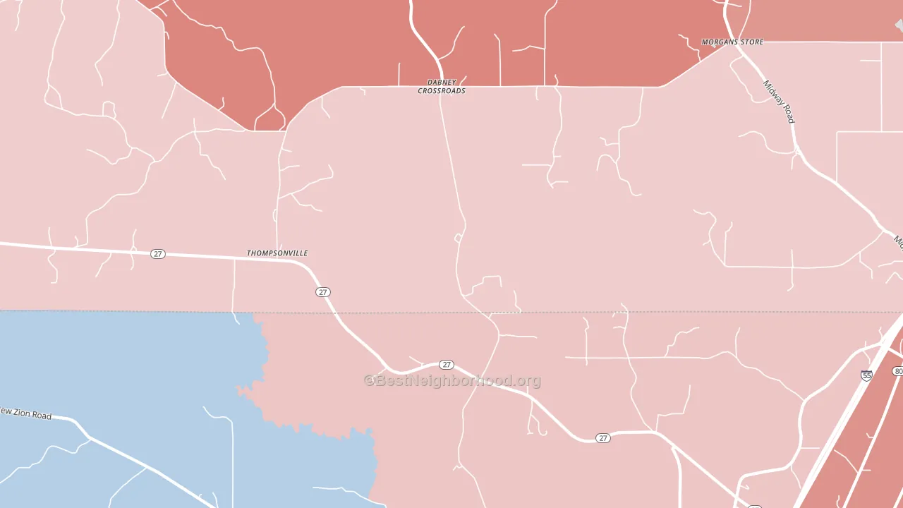 Thompsonville, MS block-group political-lean map