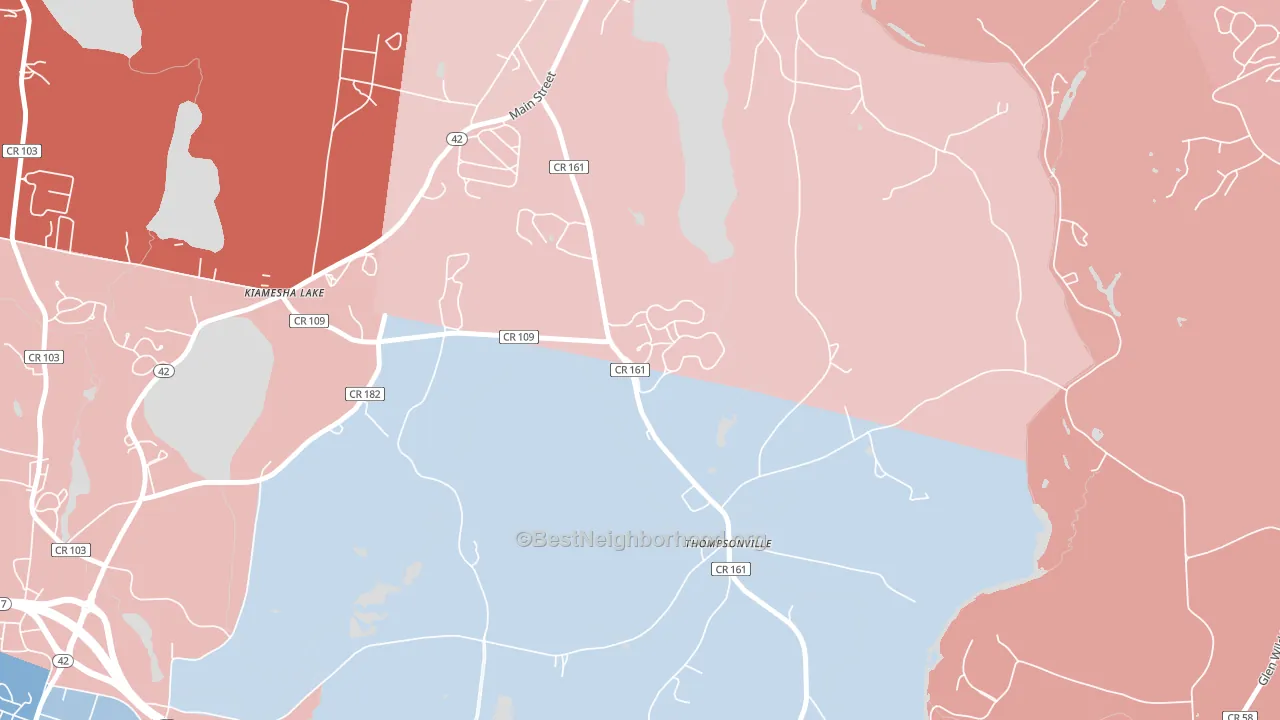 Thompsonville, NY block-group political-lean map