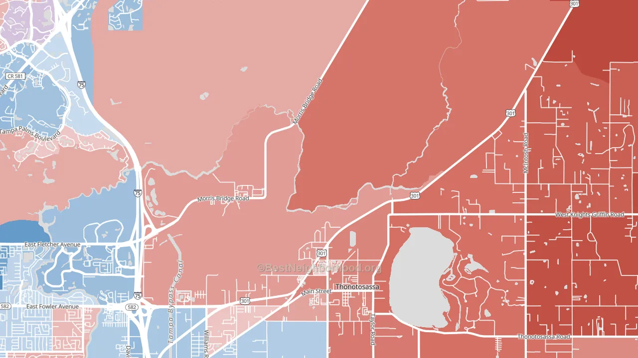 Thonotosassa, FL block-group political-lean map