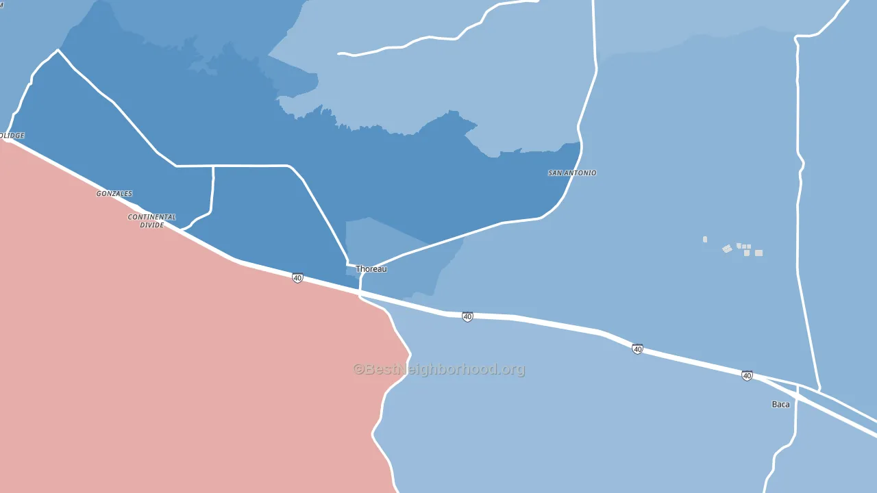 Thoreau, NM block-group political-lean map