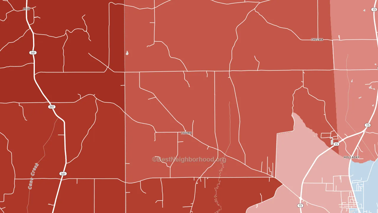 Thorn, MS block-group political-lean map