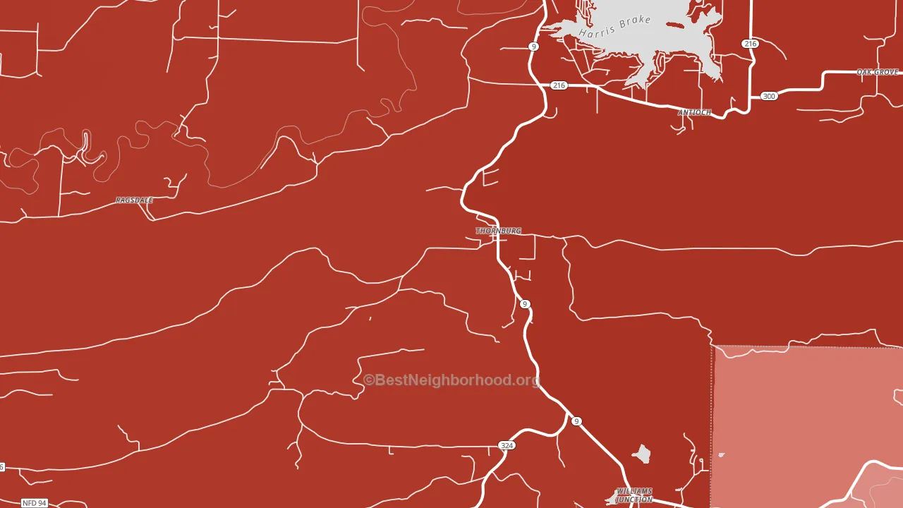 Thornburg, AR block-group political-lean map