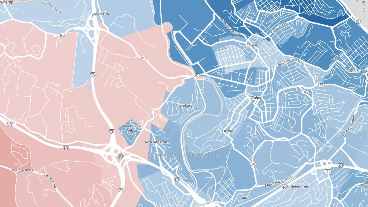 Thornburg, PA block-group political-lean map