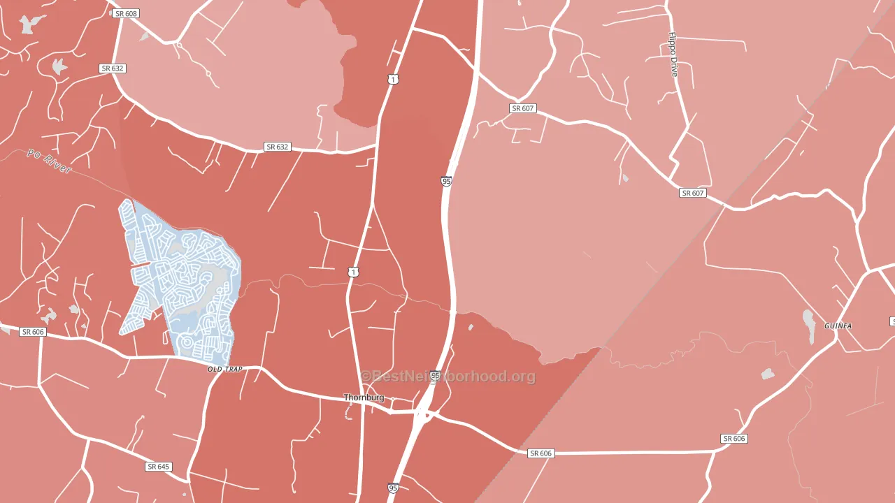 Thornburg, VA block-group political-lean map