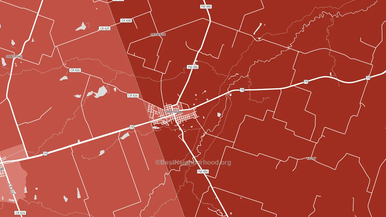 Thorndale, TX block-group political-lean map