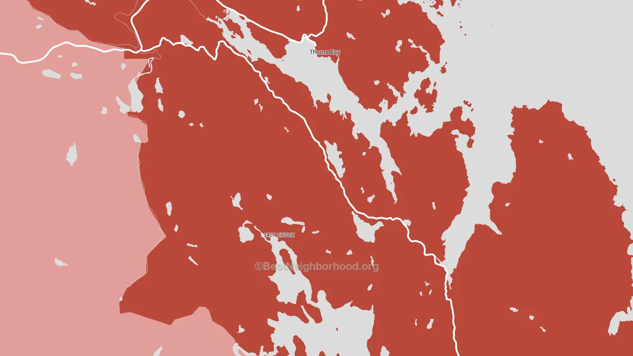Thorne Bay, AK block-group political-lean map