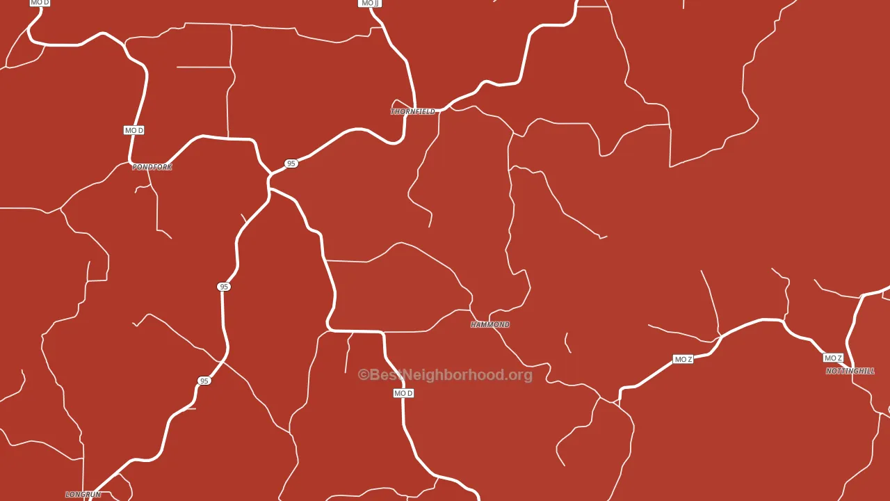 Thornfield, MO block-group political-lean map