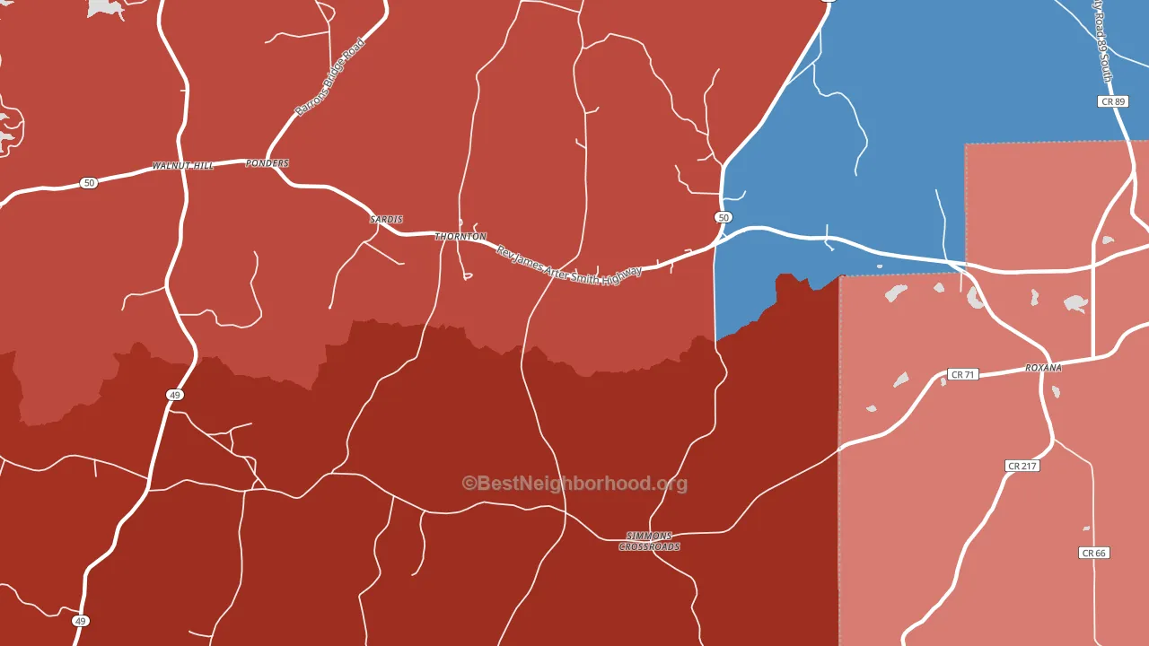 Thornton, AL block-group political-lean map