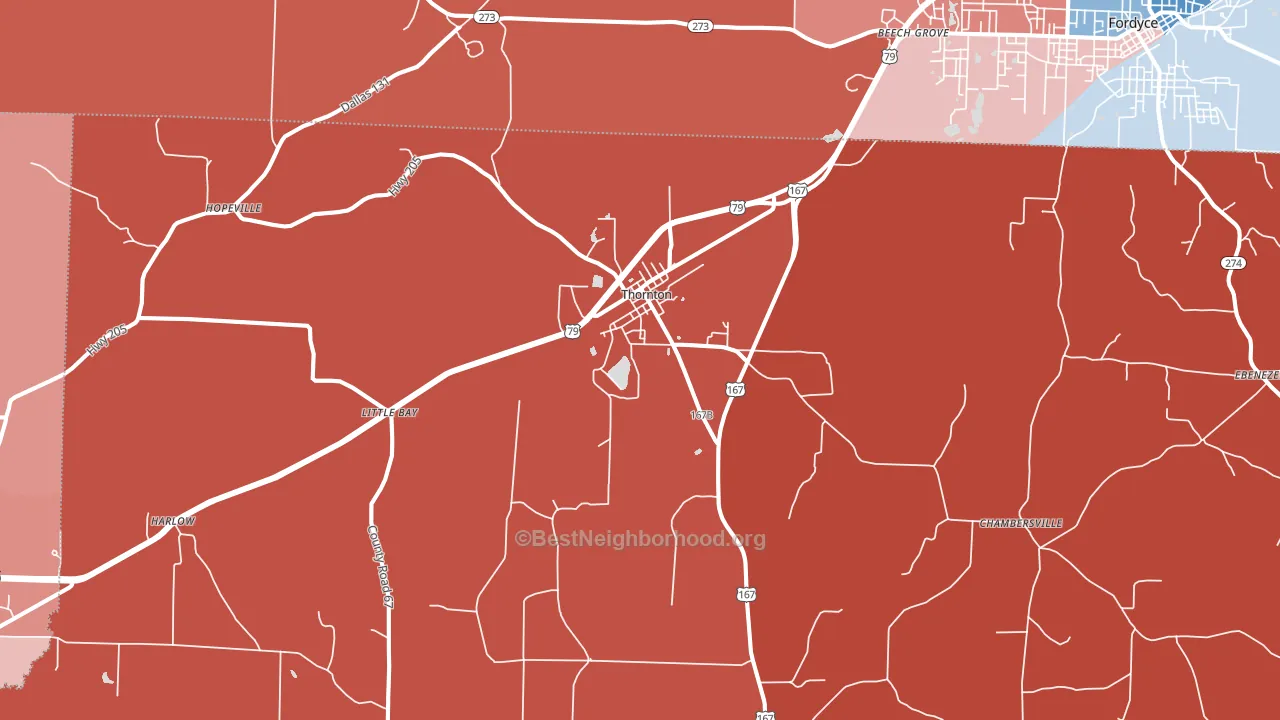 Thornton, AR block-group political-lean map