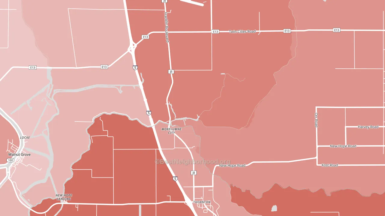 Thornton, CA block-group political-lean map