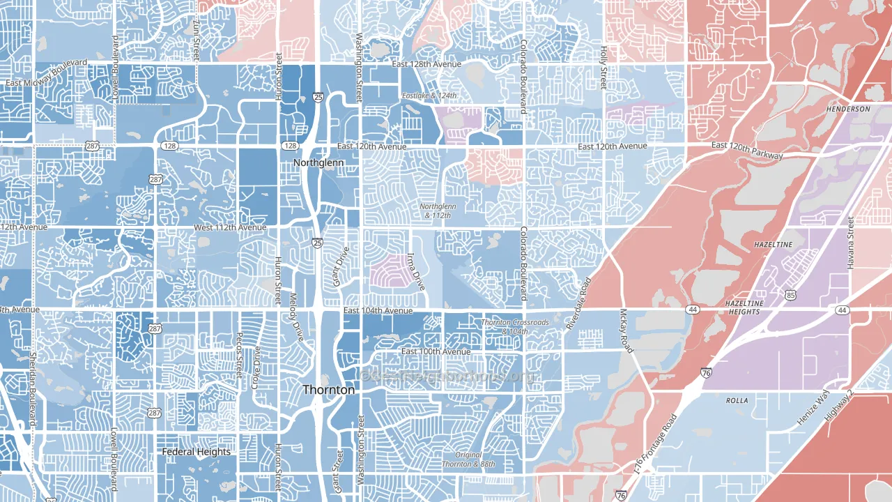 Thornton, CO block-group political-lean map