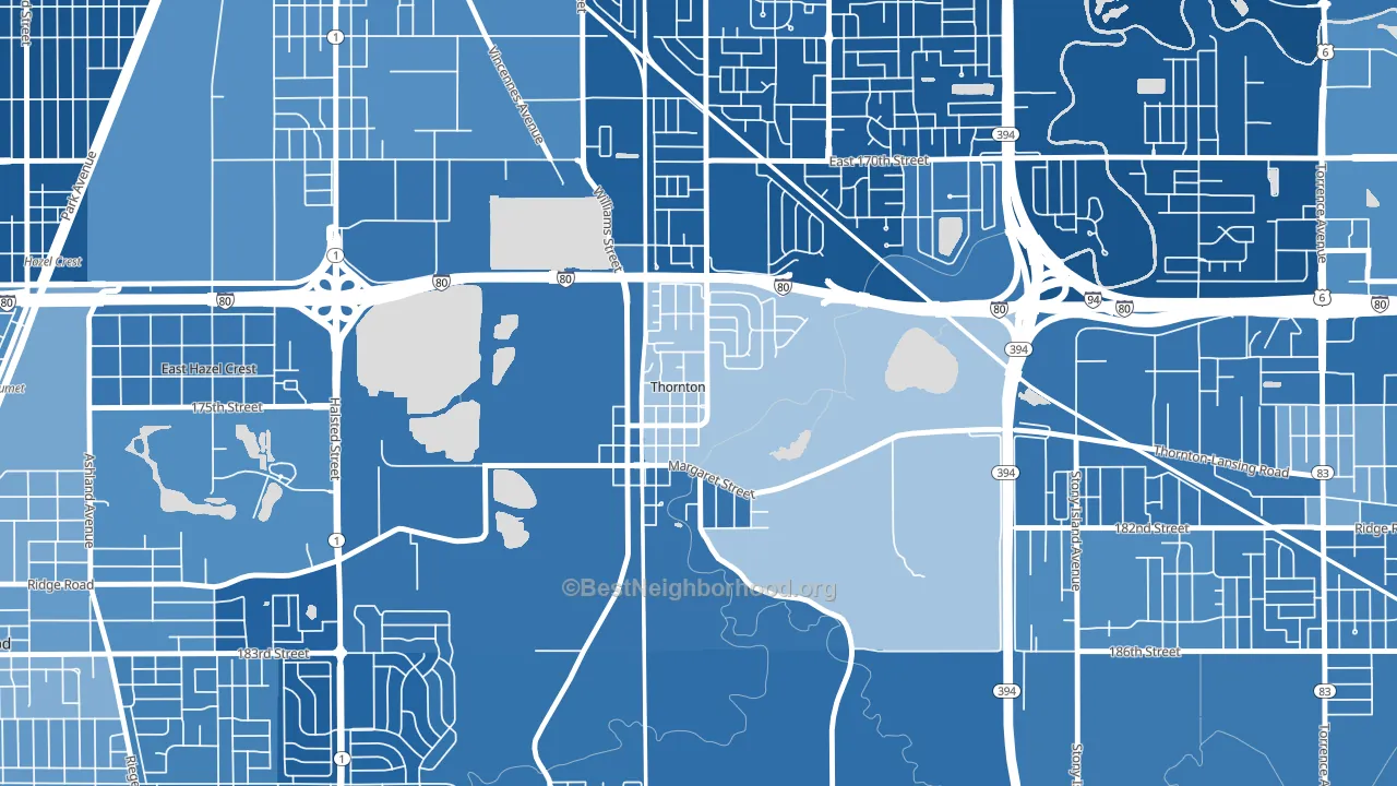 Thornton, IL block-group political-lean map
