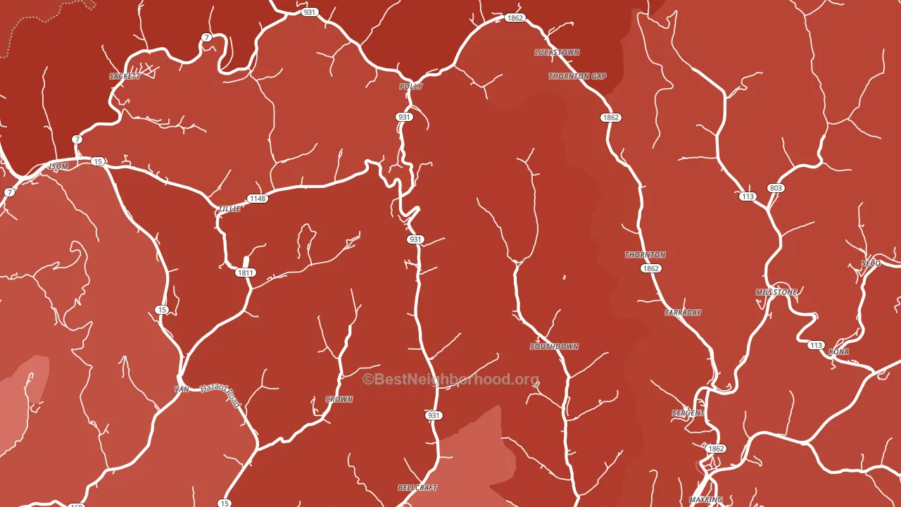 Thornton, KY block-group political-lean map