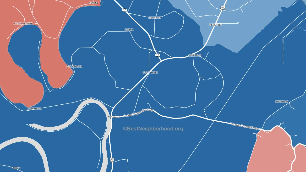 Thornton, MS block-group political-lean map