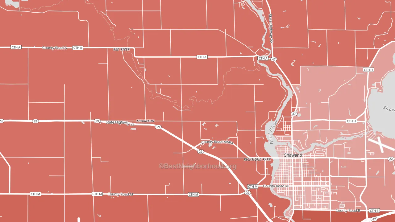 Thornton, WI block-group political-lean map
