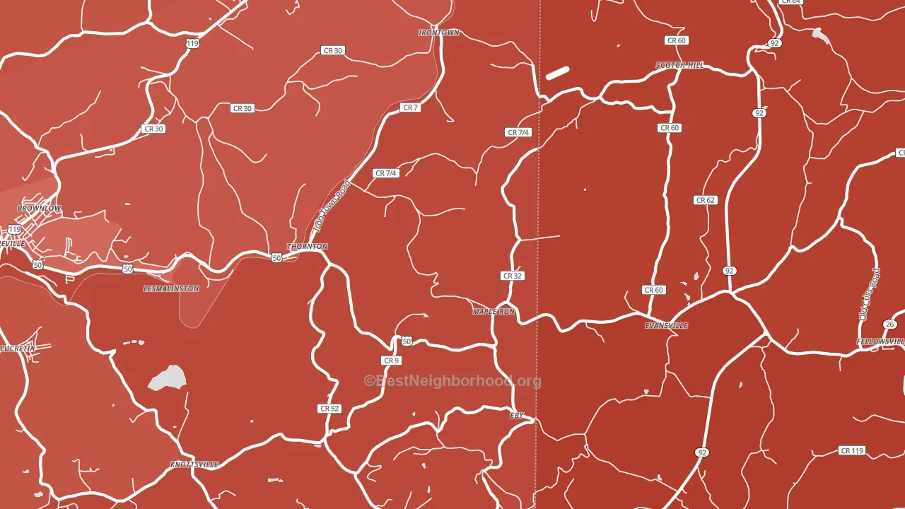 Thornton, WV block-group political-lean map