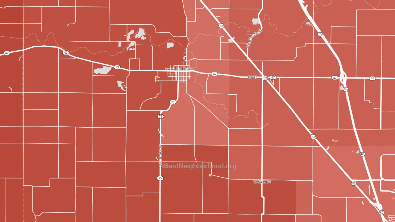 Thorntown, IN block-group political-lean map