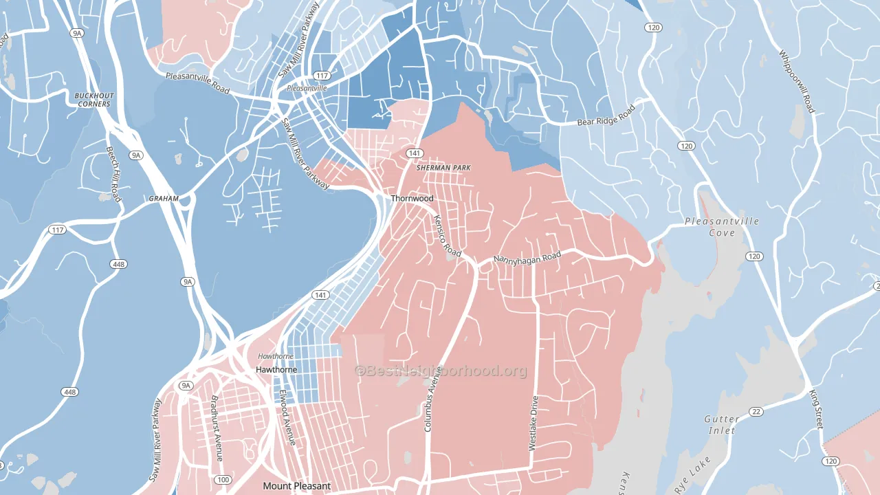 Thornwood, NY block-group political-lean map