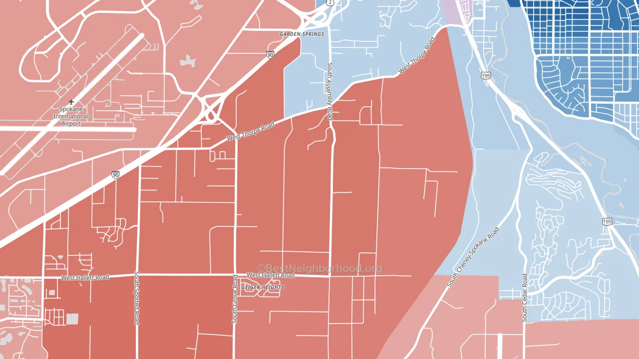 Thorpe Westwood, Spokane, WA block-group political-lean map