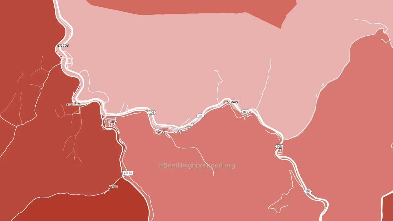 Thorpe, WV block-group political-lean map