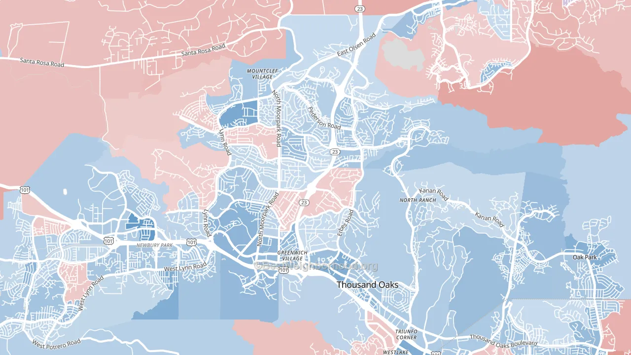Thousand Oaks, CA block-group political-lean map