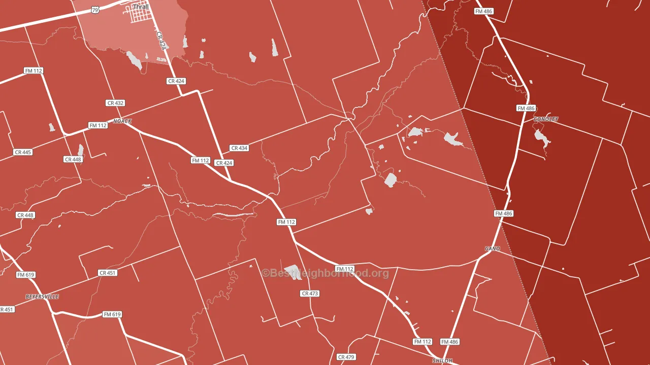 Thrall, TX block-group political-lean map
