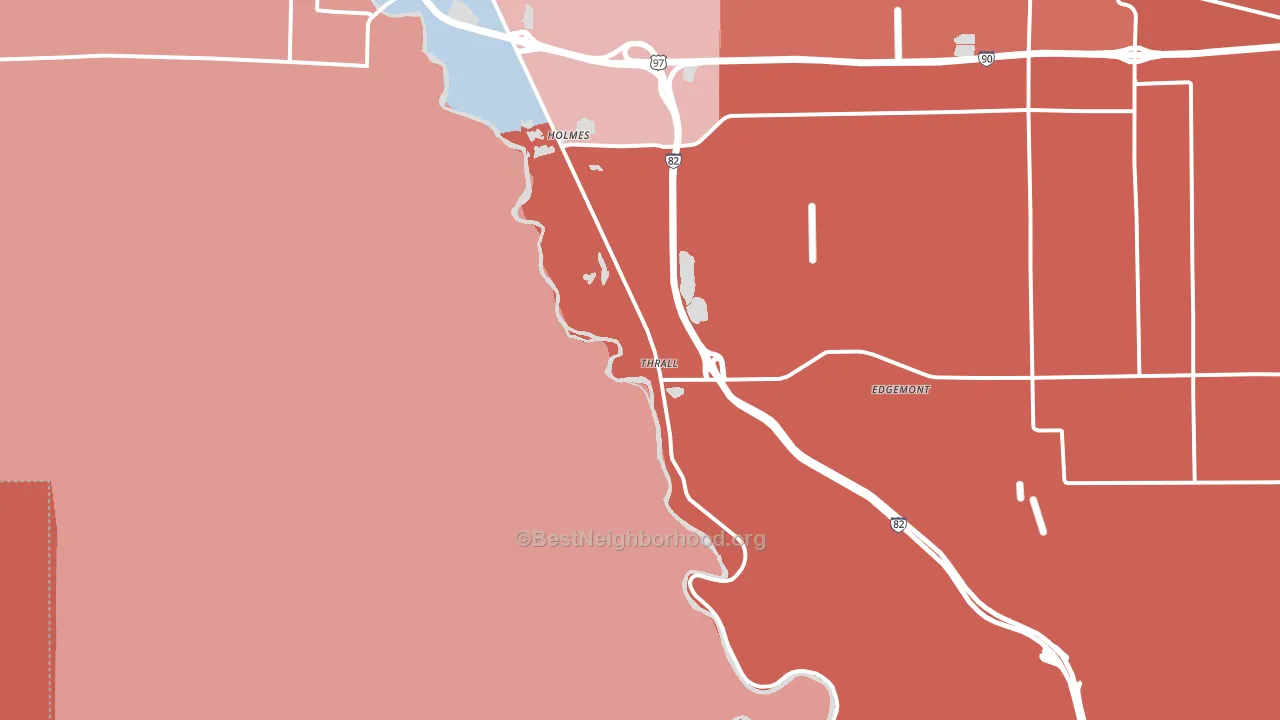 Thrall, WA block-group political-lean map