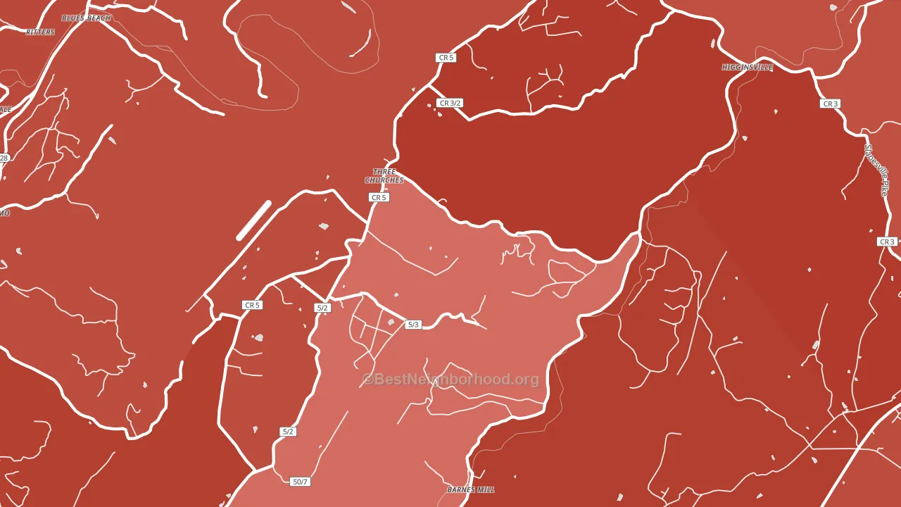 Three Churches, WV block-group political-lean map