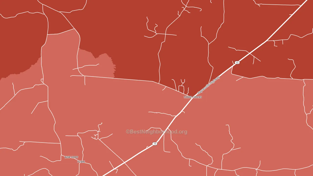 Three Creeks, AR block-group political-lean map