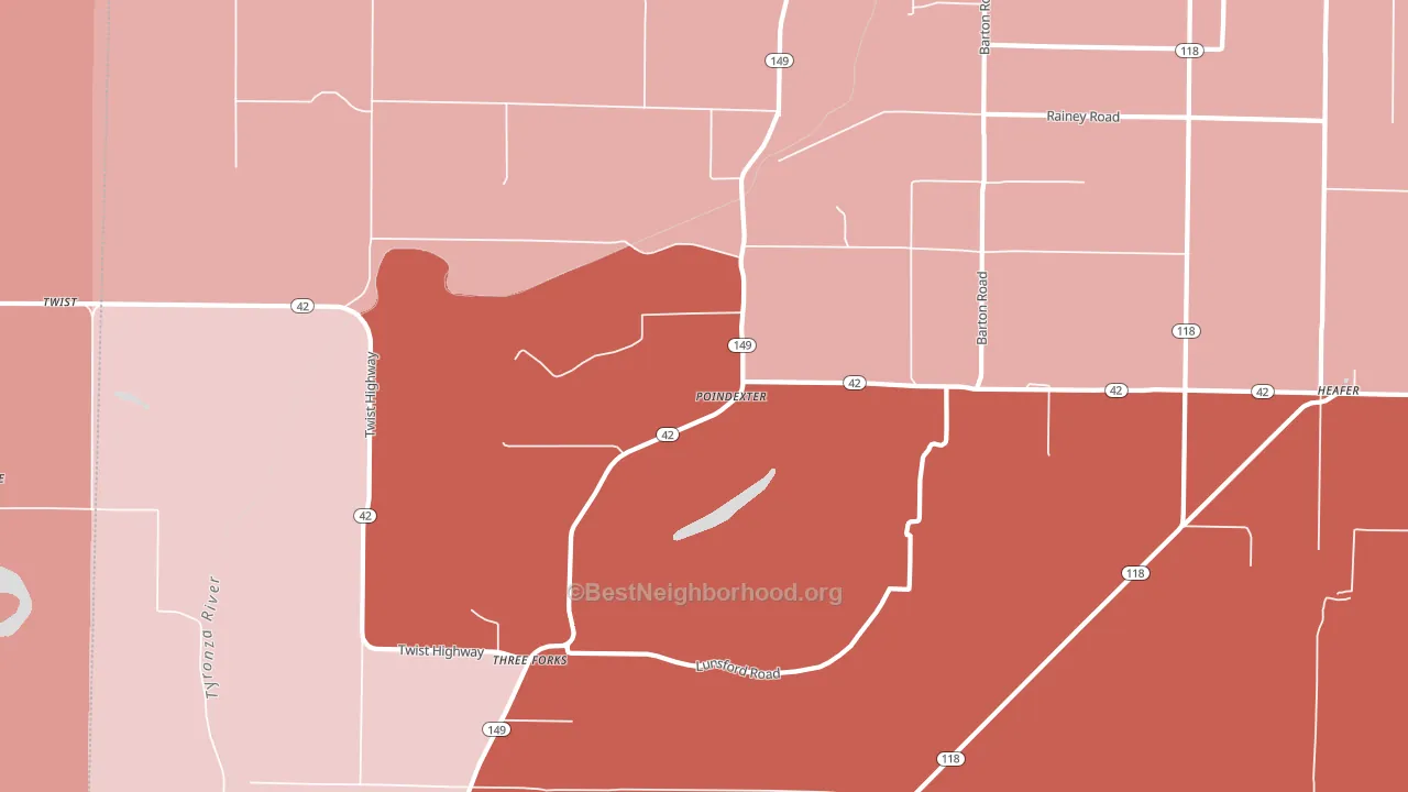 Three Forks, AR block-group political-lean map