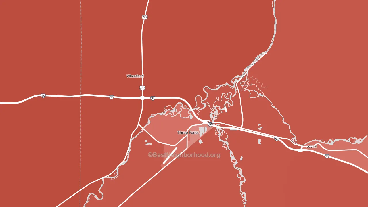 Three Forks, MT block-group political-lean map