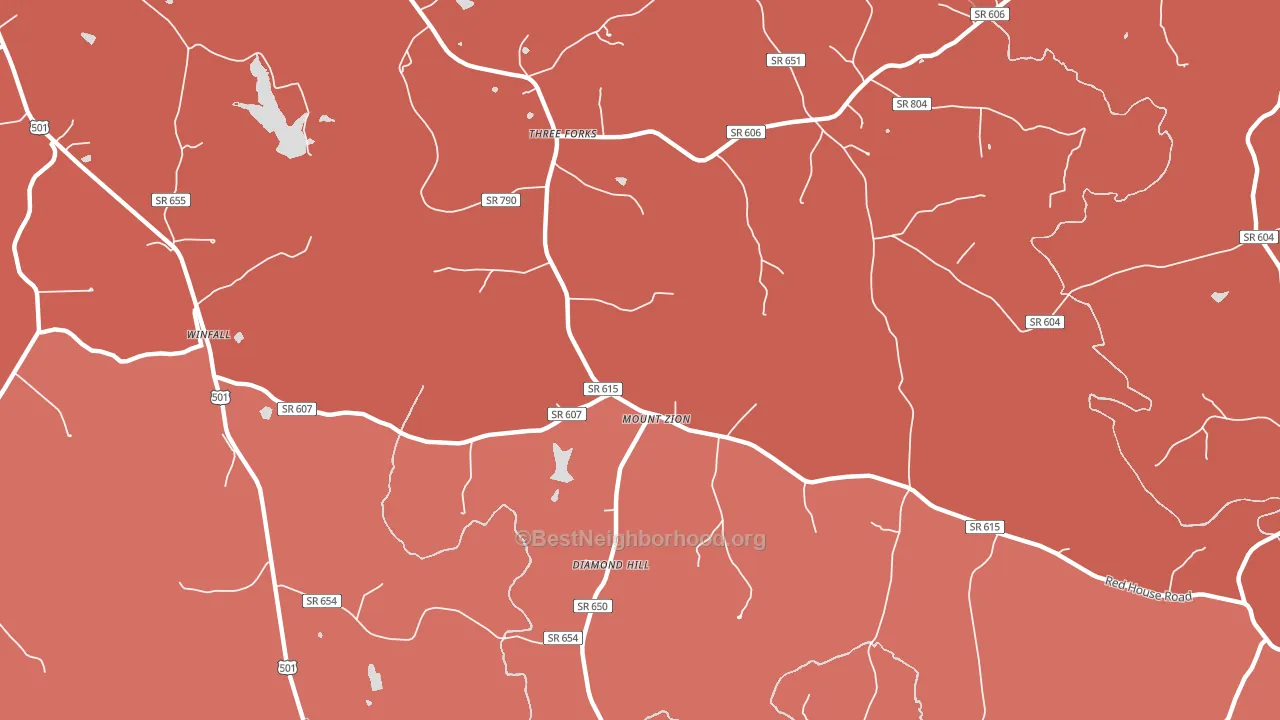 Three Forks, VA block-group political-lean map