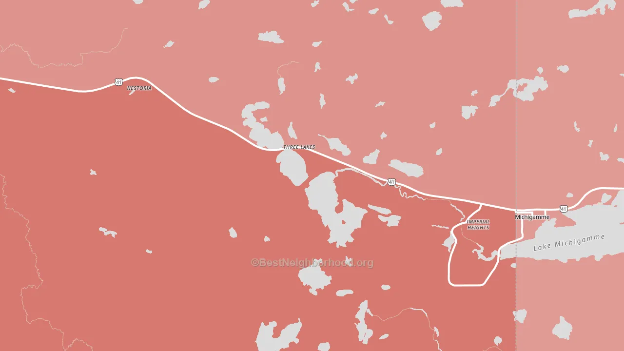 Three Lakes, MI block-group political-lean map