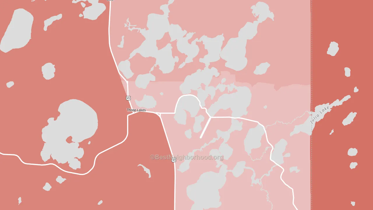Three Lakes, WI block-group political-lean map