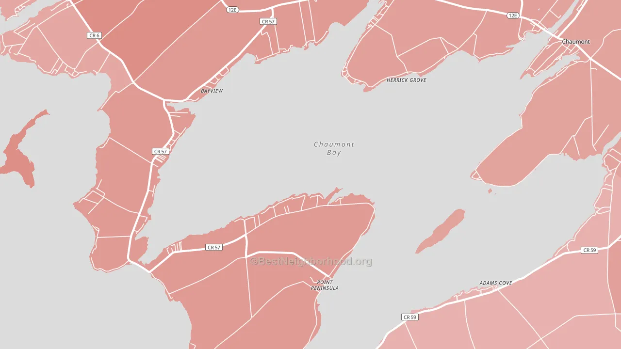 Three Mile Bay, NY block-group political-lean map