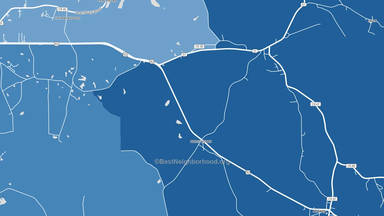Three Notch, AL block-group political-lean map