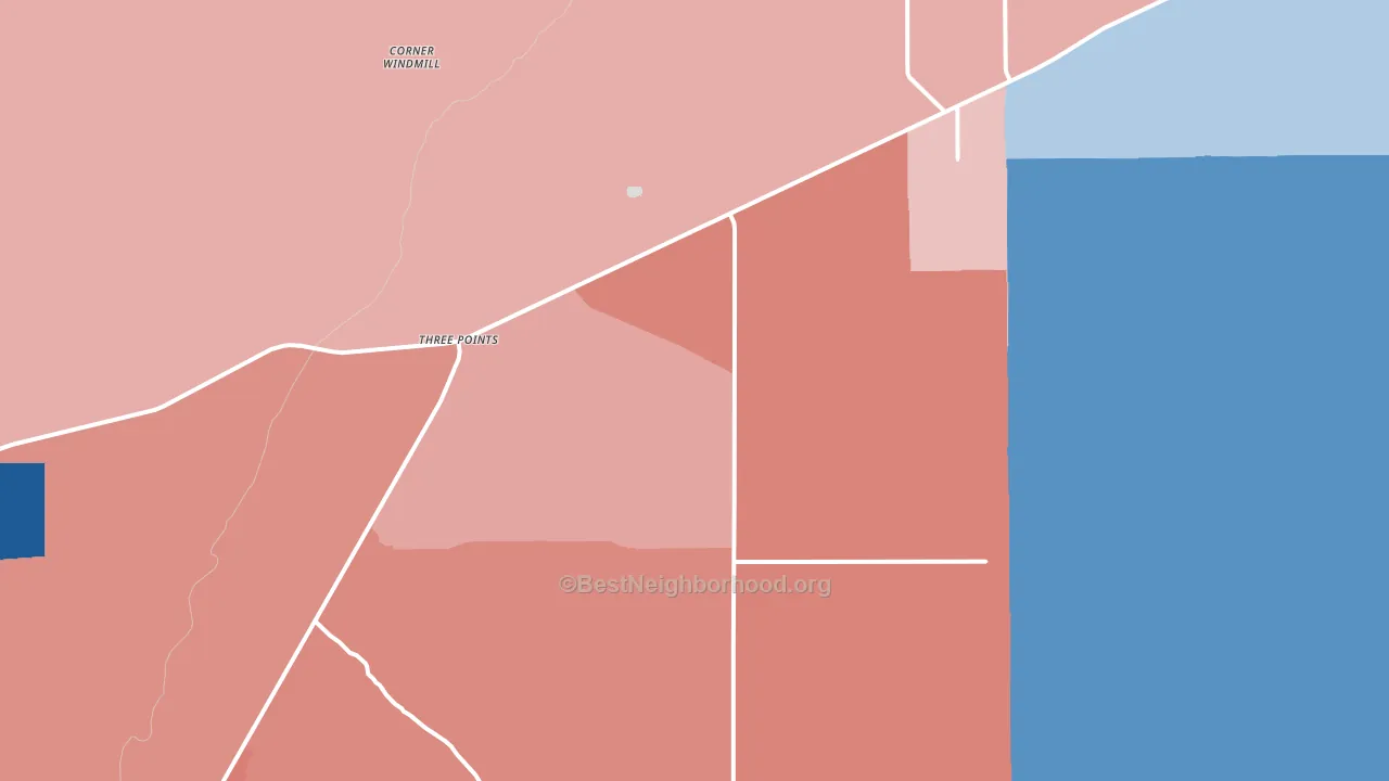 Three Points, AZ block-group political-lean map