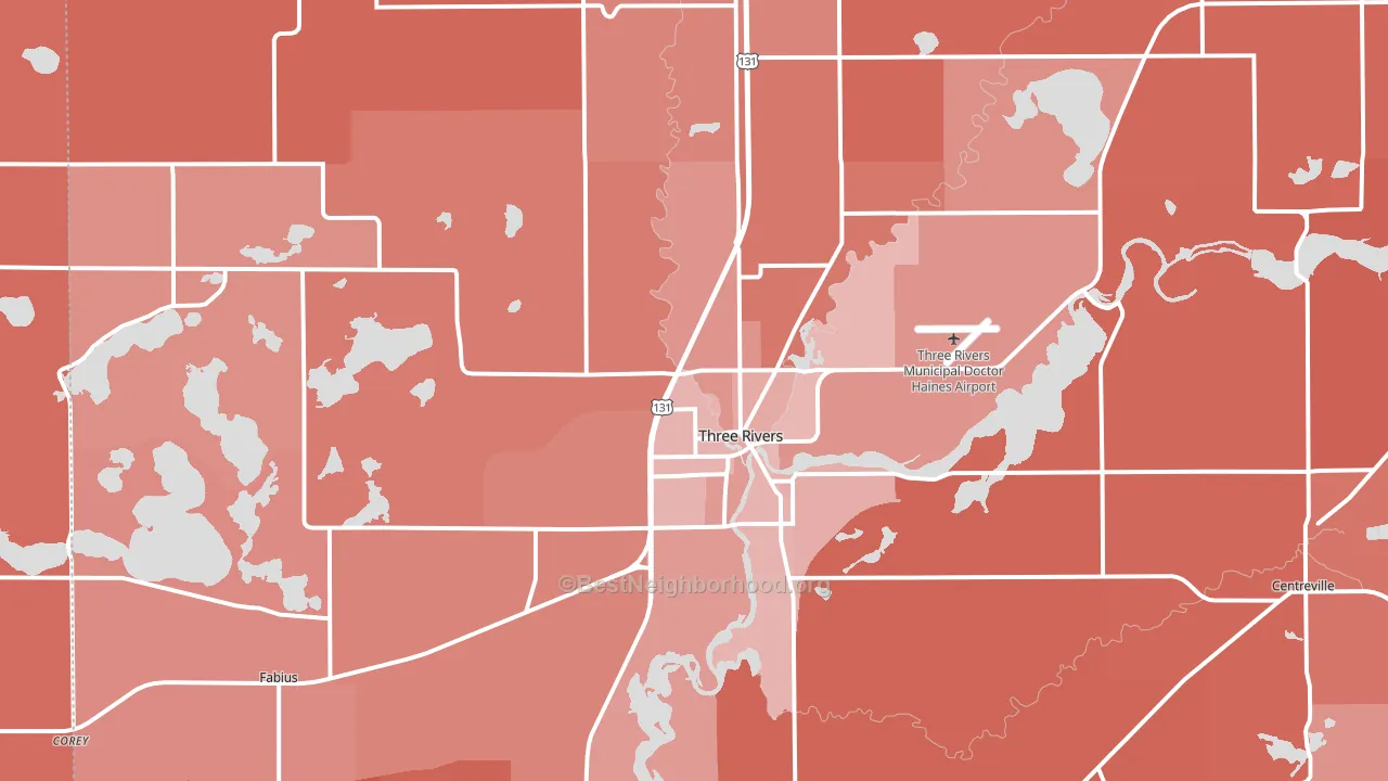 Three Rivers, MI block-group political-lean map