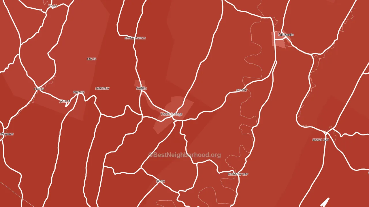 Three Springs, PA block-group political-lean map